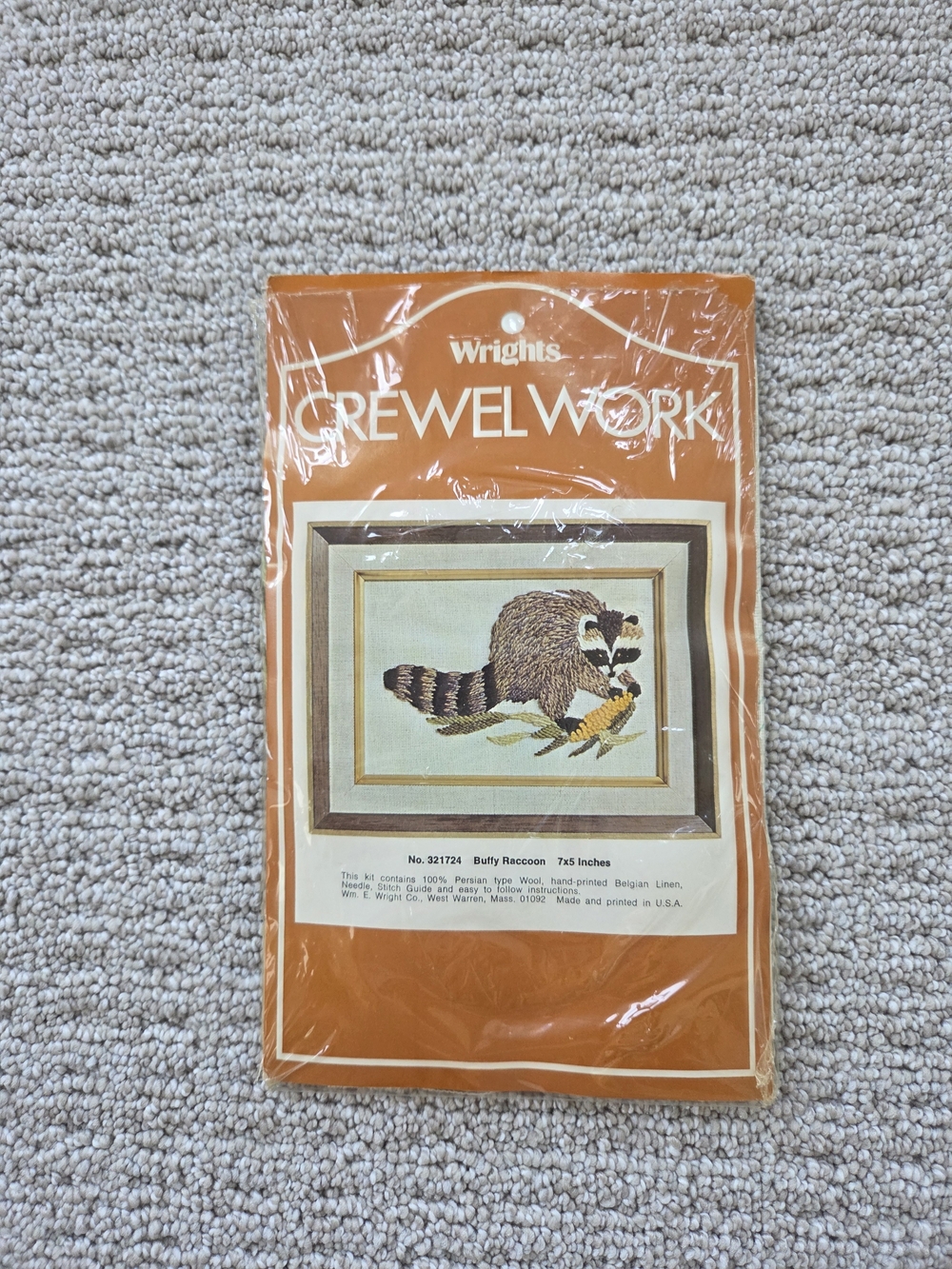Wrights Crewelwork Kit Buffy Raccoon